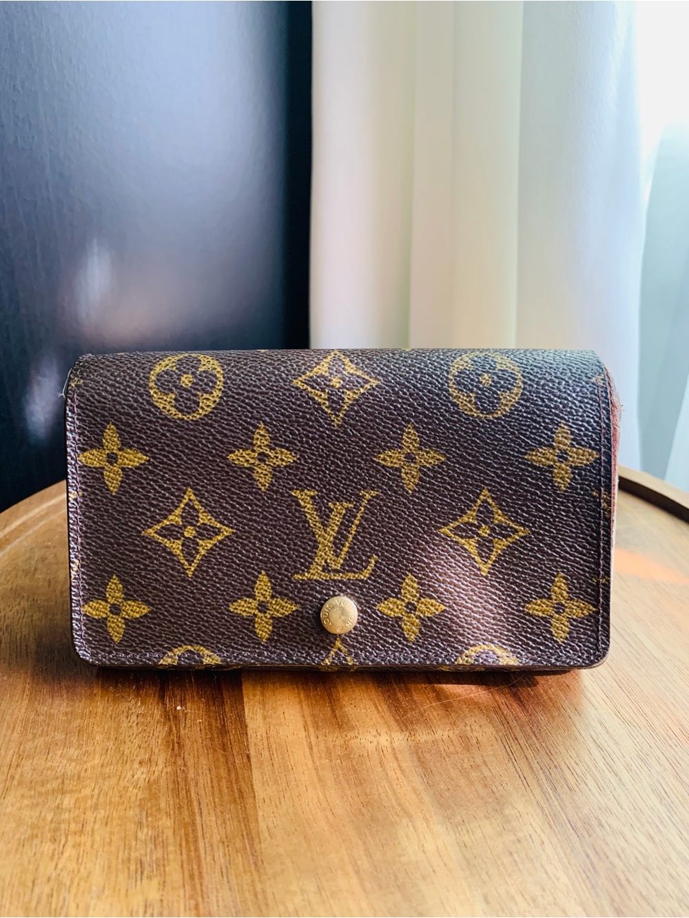 Louis Vuitton Monogram Canvas Trifold Wallet in Brown with Gold Accents Vintage